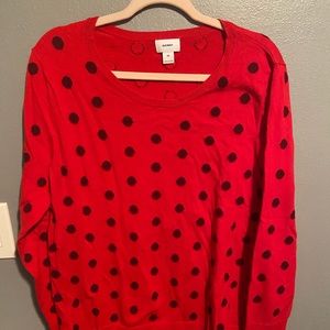 Old Navy sweater. Red with black polka dots. Size XXL.